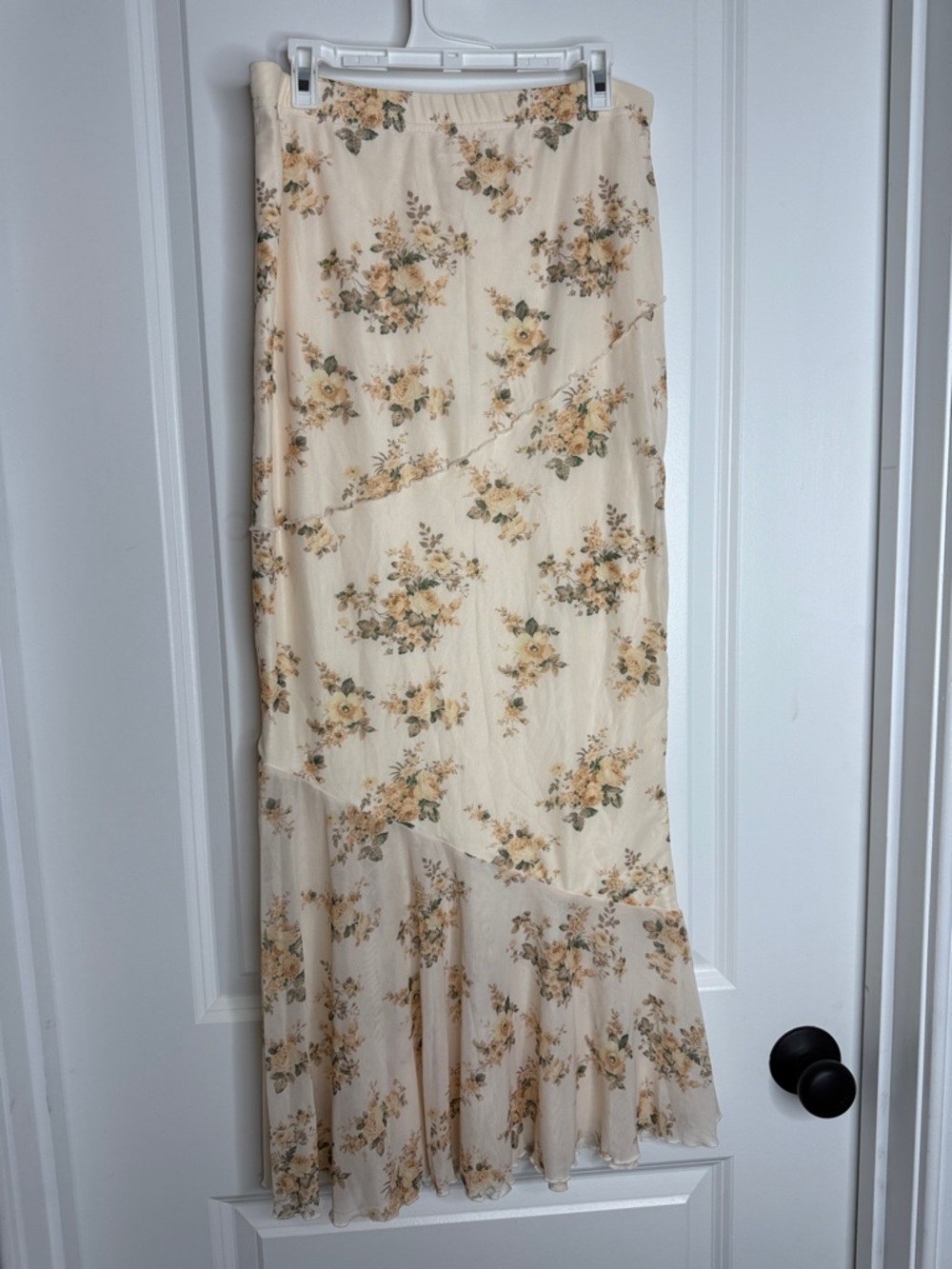 Cream Floral Maxi Skirt
